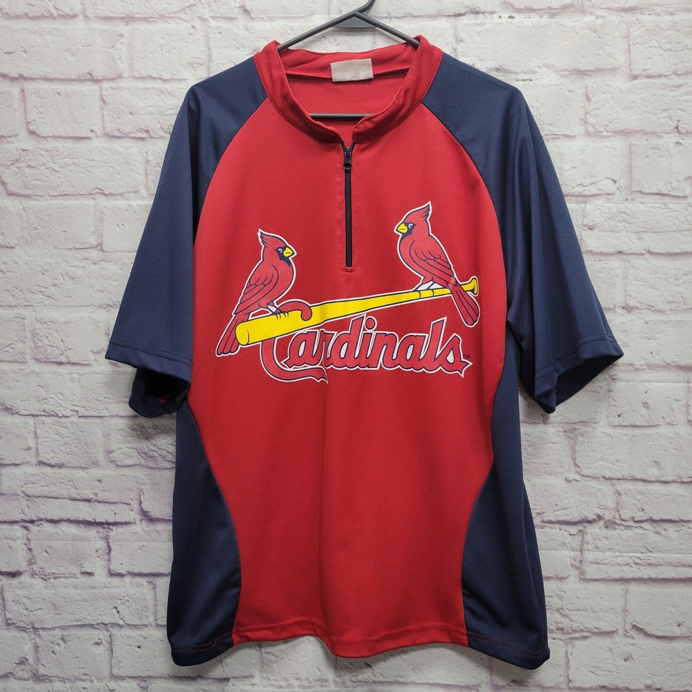 St Louis Cardinals 1/4 Zip Baseball Jersey XL Short Sleeve‎ Front Team Graphic